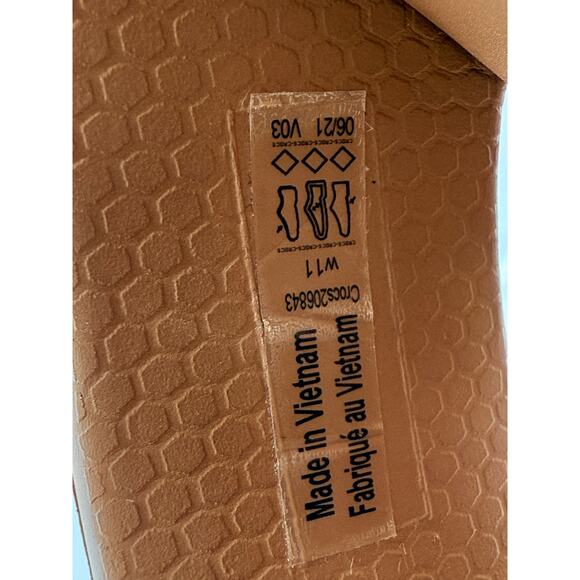 Crocs Monterey Shimmer Womens 11 Wedge Flip Flop Sandals Bronze Brown Platform - Picture 10 of 13